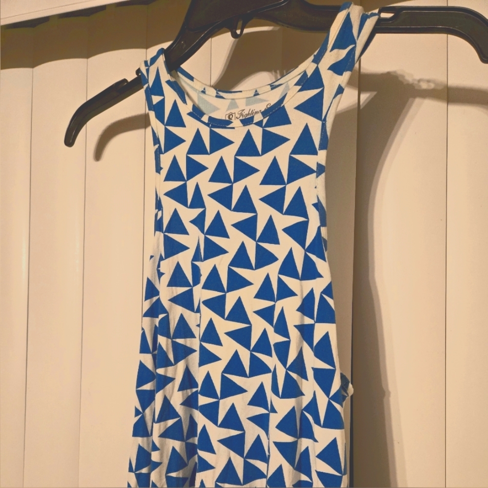Fighting Eel Blue Geometric Tank Top - Size Large